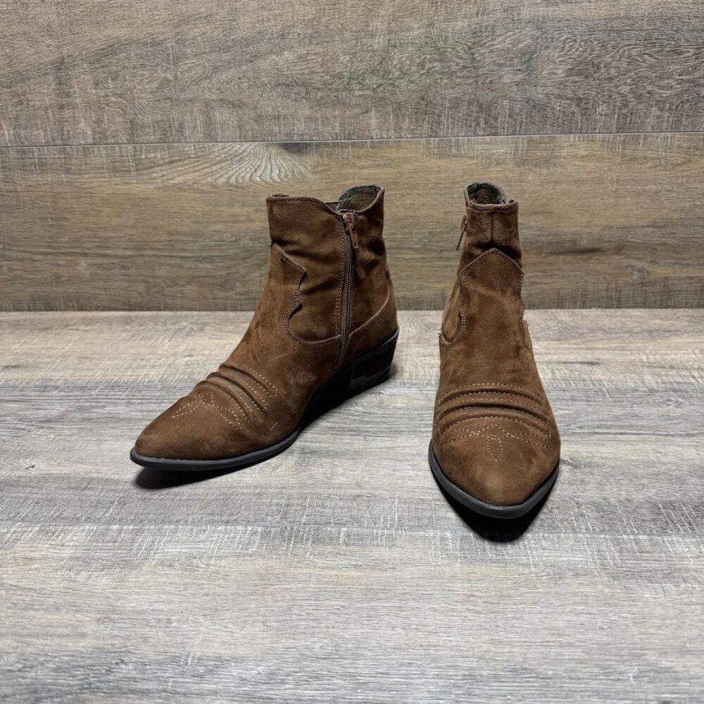 Carlos by Carlos Santana Montana Brown Suede Western Ankle Boots Women's Size 7